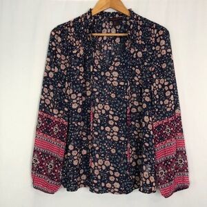 CHRISTIAN SIRIANO New York Floral Print V-Neck Blouse Size: L